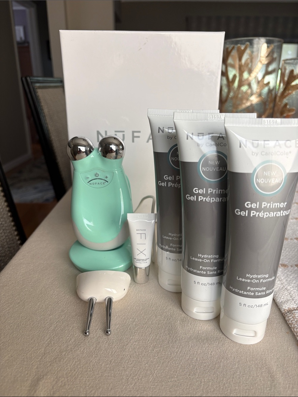 NuFace Mini Facial Toning Device with Gel Primers - Mint and Silver